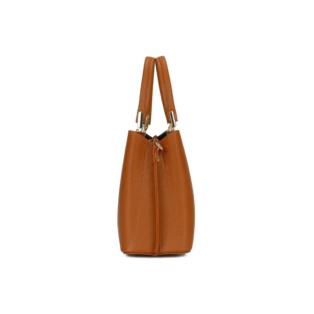 Profil du sac Abyss marron : 11 cm de profondeur et anneau doré pour la bandoulière amovible – réf. DQ-8699