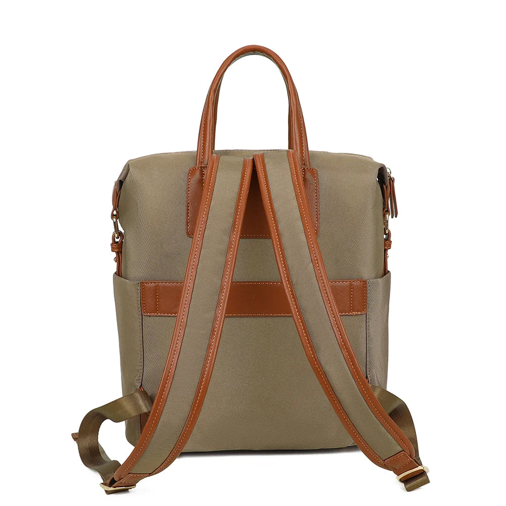 Dos du sac Adria taupe en toile, avec les bretelles ajustables pour un port confortable – réf. A-9135