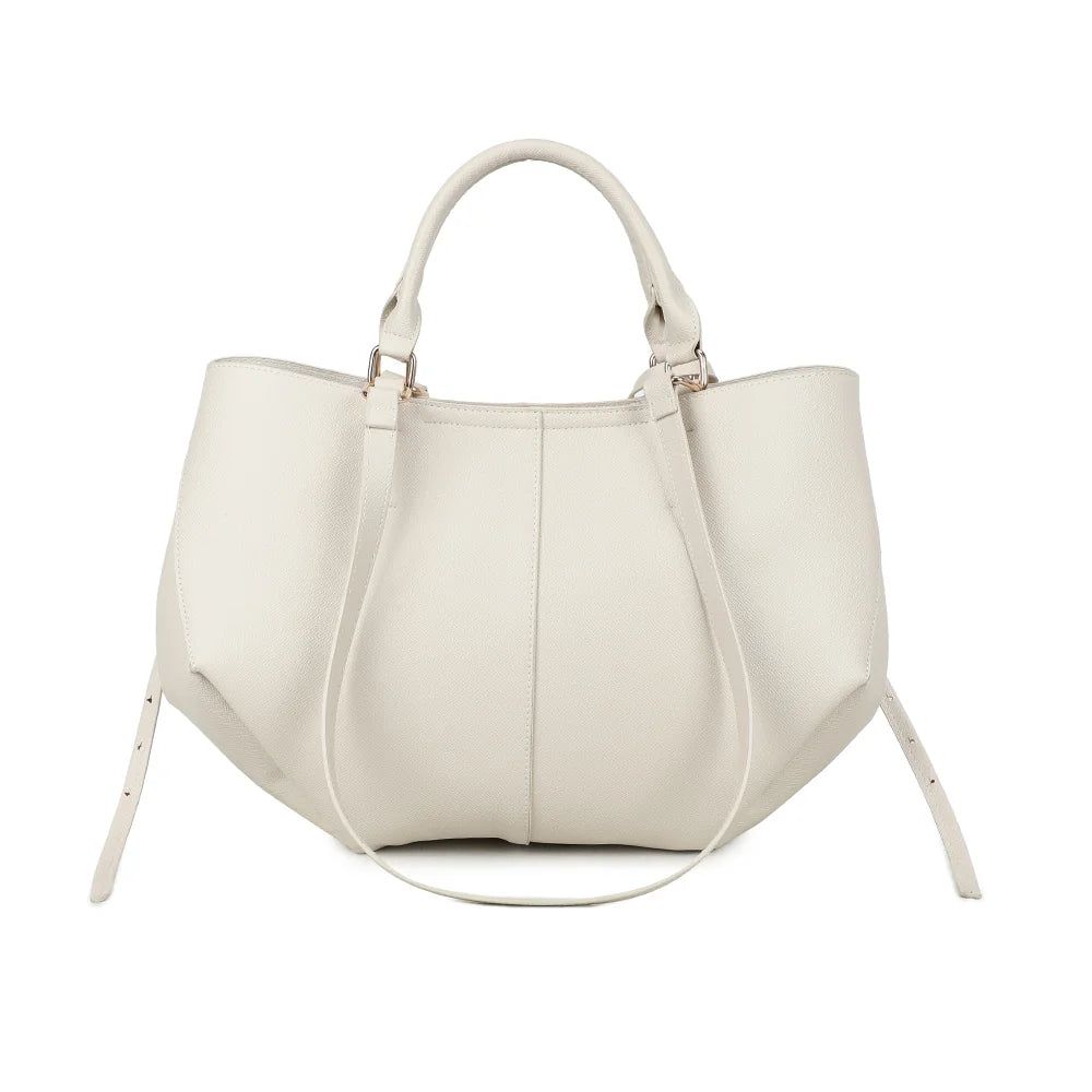 Dos du sac Adriana beige : une surface grainée nette et des anses longues pour le porté épaule – réf. R-1996