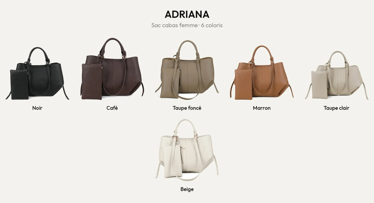 Sac cabas femme Adriana en simili cuir grainé, décliné en 6 coloris – Gallantry Paris – réf. R-1996
