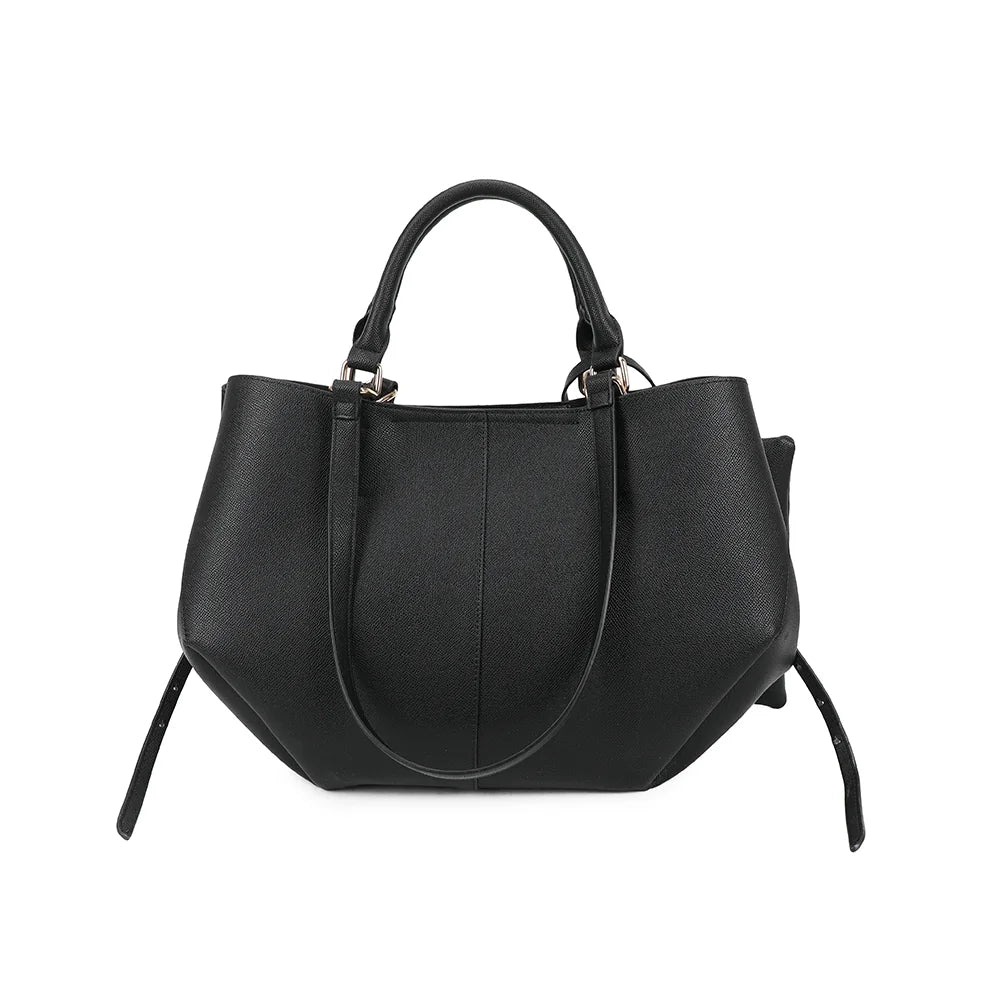 Dos du sac Adriana noir : une surface grainée nette et des anses longues pour le porté épaule – réf. R-1996