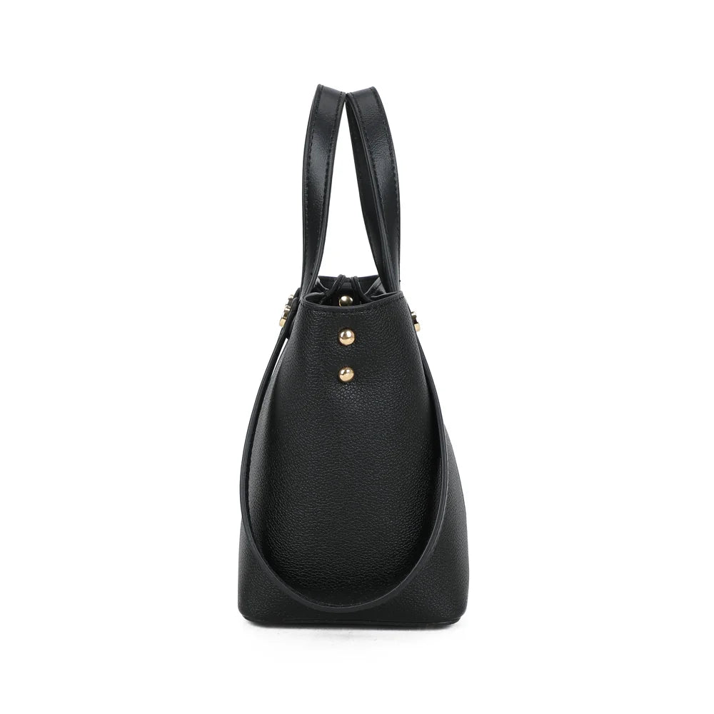 Airy Style noir de profil : deux rivets dorés sur le côté et anses hautes – réf. Z-83093