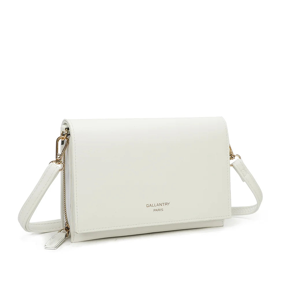Alessia blanc vue de trois quarts : silhouette compacte et zip doré sur le côté – réf. SF-69006-1
