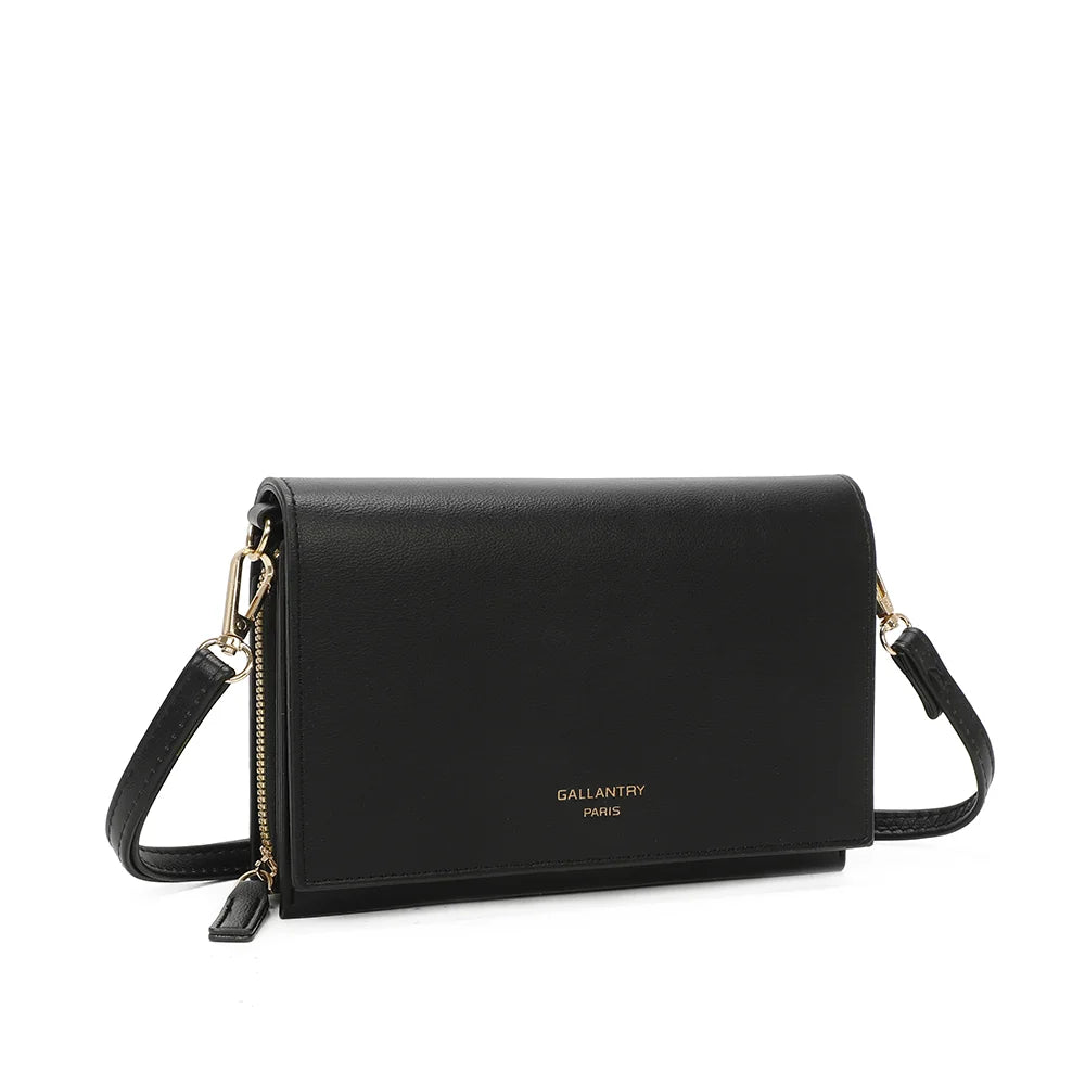 Alessia noir vue de trois quarts : silhouette compacte et zip doré sur le côté – réf. SF-69006-1