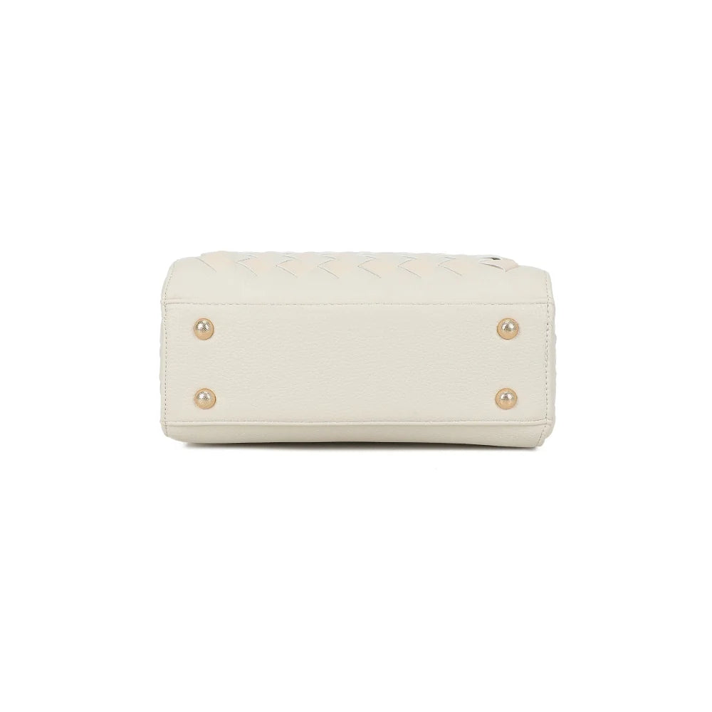 Dessous du sac Allure Tressée beige, base structurée qui garde sa forme posée à plat – réf. DG-5816