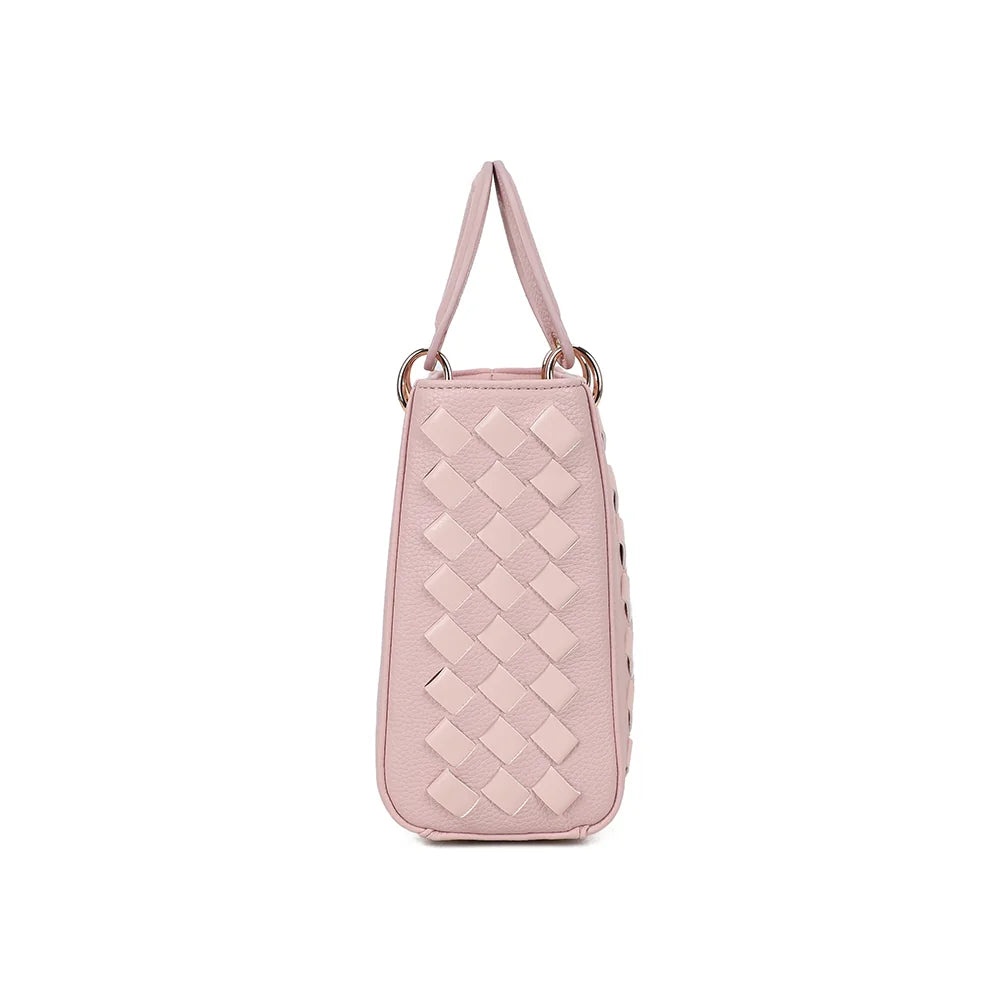 Profil de l’Allure Tressée rose : côté tressé et format structuré de 11 cm de profondeur – réf. DG-5816
