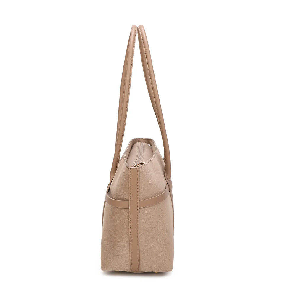 Althéa taupe foncé de profil : 15 cm de profondeur pour un grand volume au quotidien – réf. R-2025