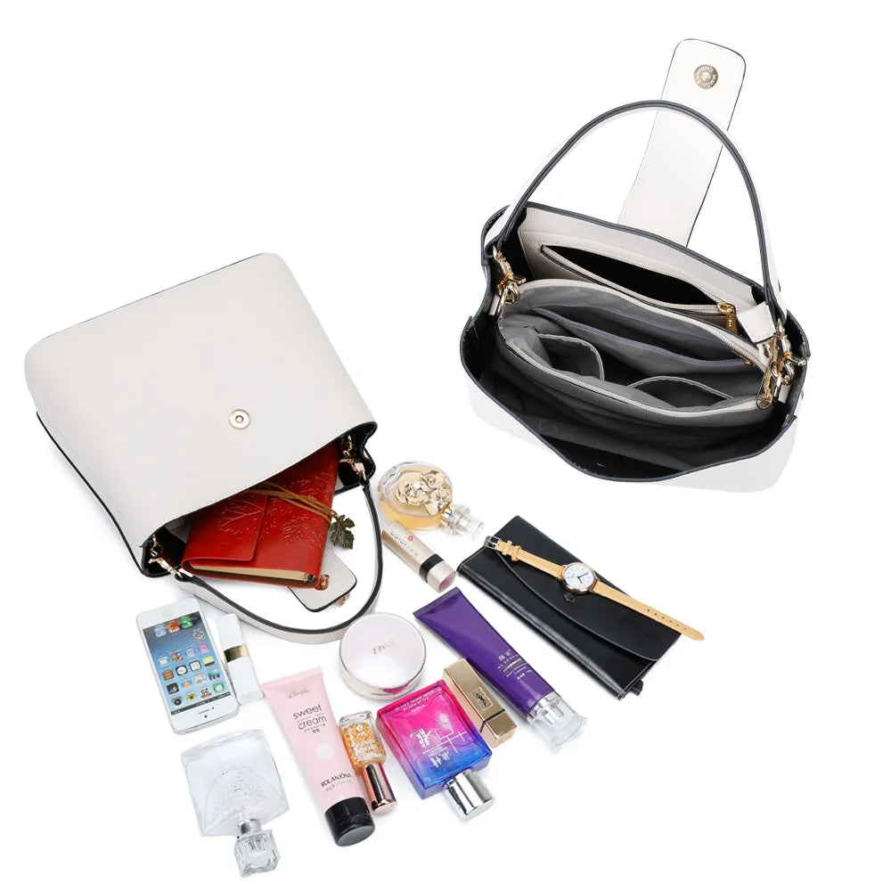 Intérieur de l’Amélia beige : plusieurs compartiments, dont un zippé, pour tout organiser – réf. DQ-8543-1