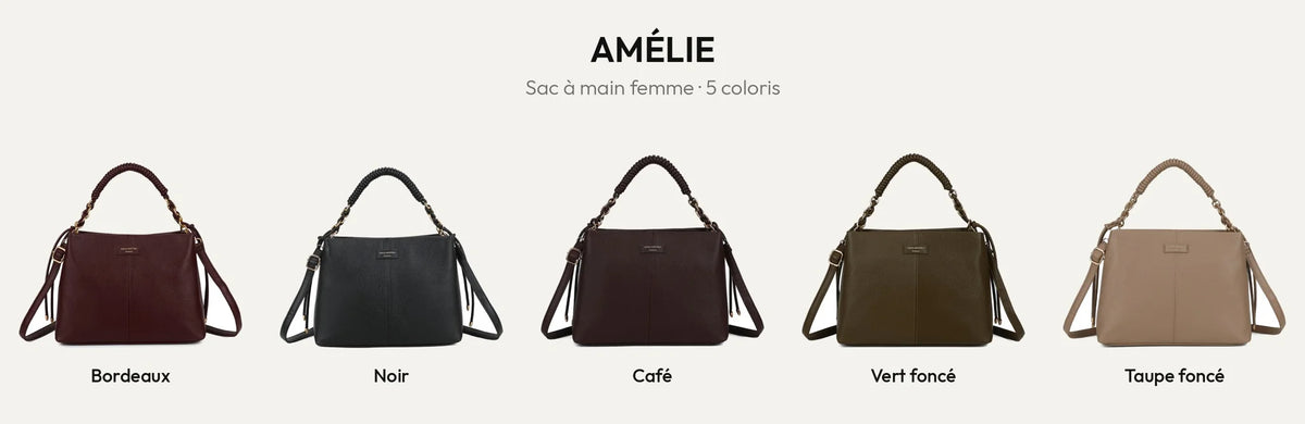 Le sac à main Amélie en simili cuir grainé, décliné en 5 coloris – Gallantry Paris – réf. JC-53005