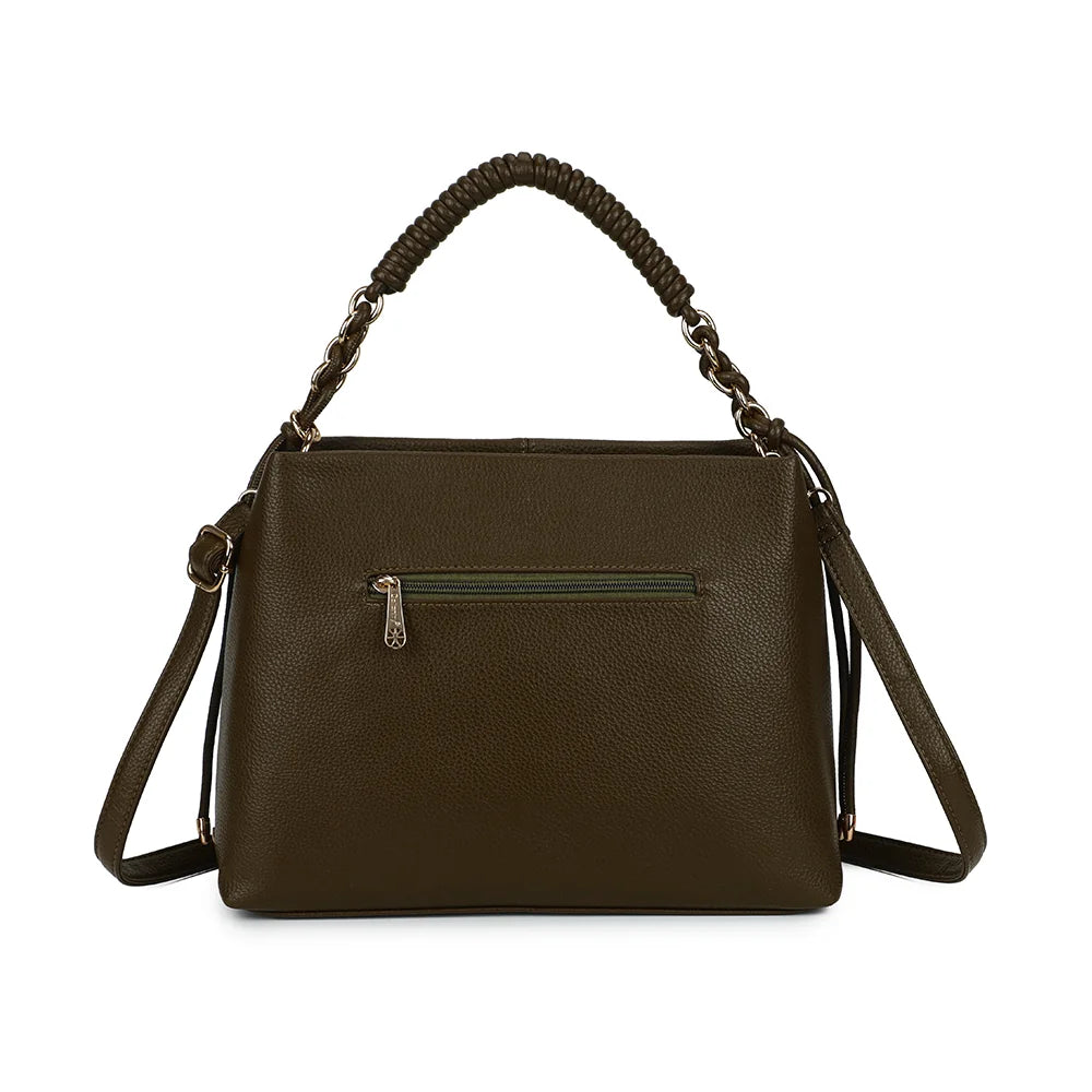 Dos du sac Amélie vert foncé : simili cuir grainé et couture verticale centrale, pour une ligne épurée – réf. JC-53005