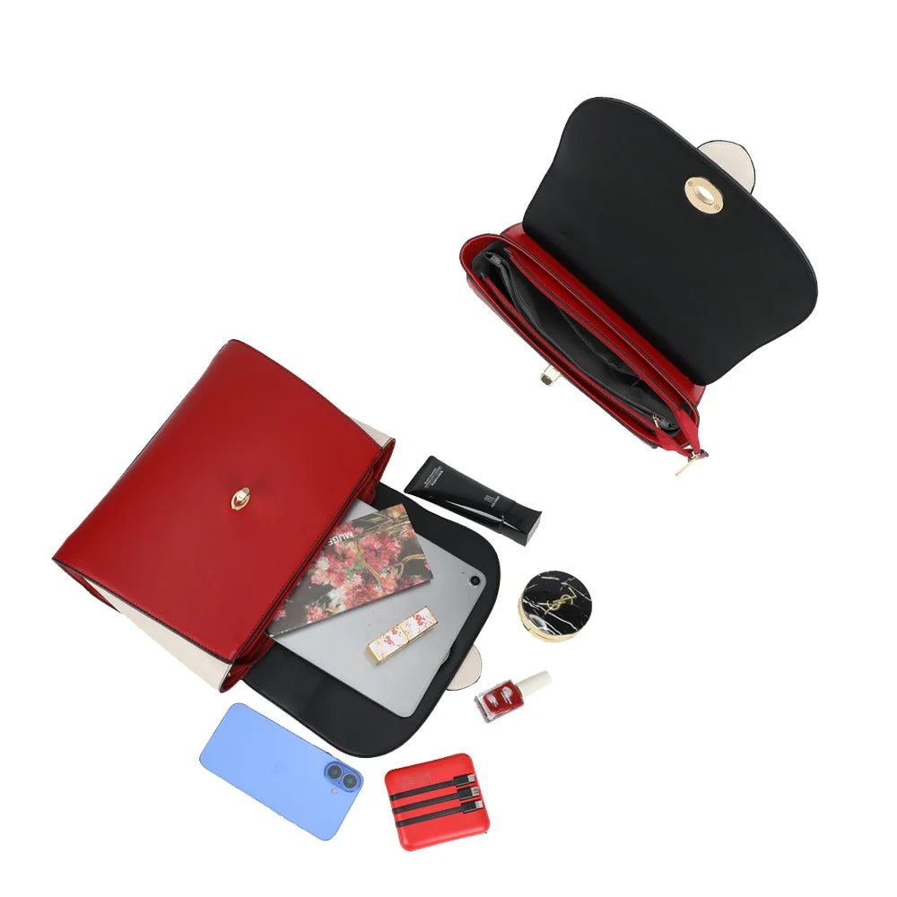Intérieur du sac Améline noir ouvert : plusieurs compartiments pour ranger vos essentiels – réf. DQ-8720