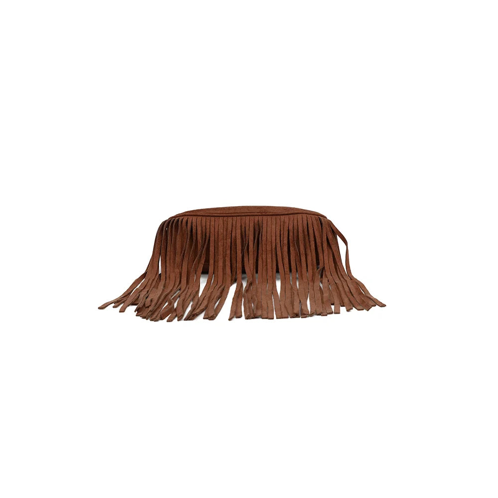 Dessous de l’Arizona Suédine marron, franges longues qui retombent librement sous le sac