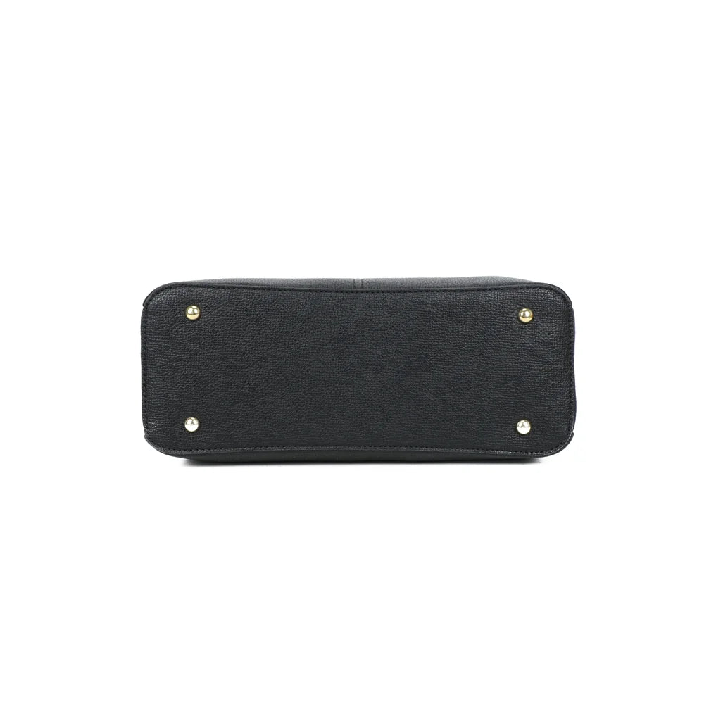 Vue du dessous du sac Aurélia noir, une base de 33 × 13 cm pour une silhouette bien structurée – réf. DQ-8711