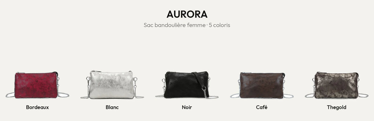 Sac bandoulière Aurora en 5 coloris : Bordeaux, Blanc, Noir, Coffee et THEGOLD – Gallantry Paris – réf. KJ-62015