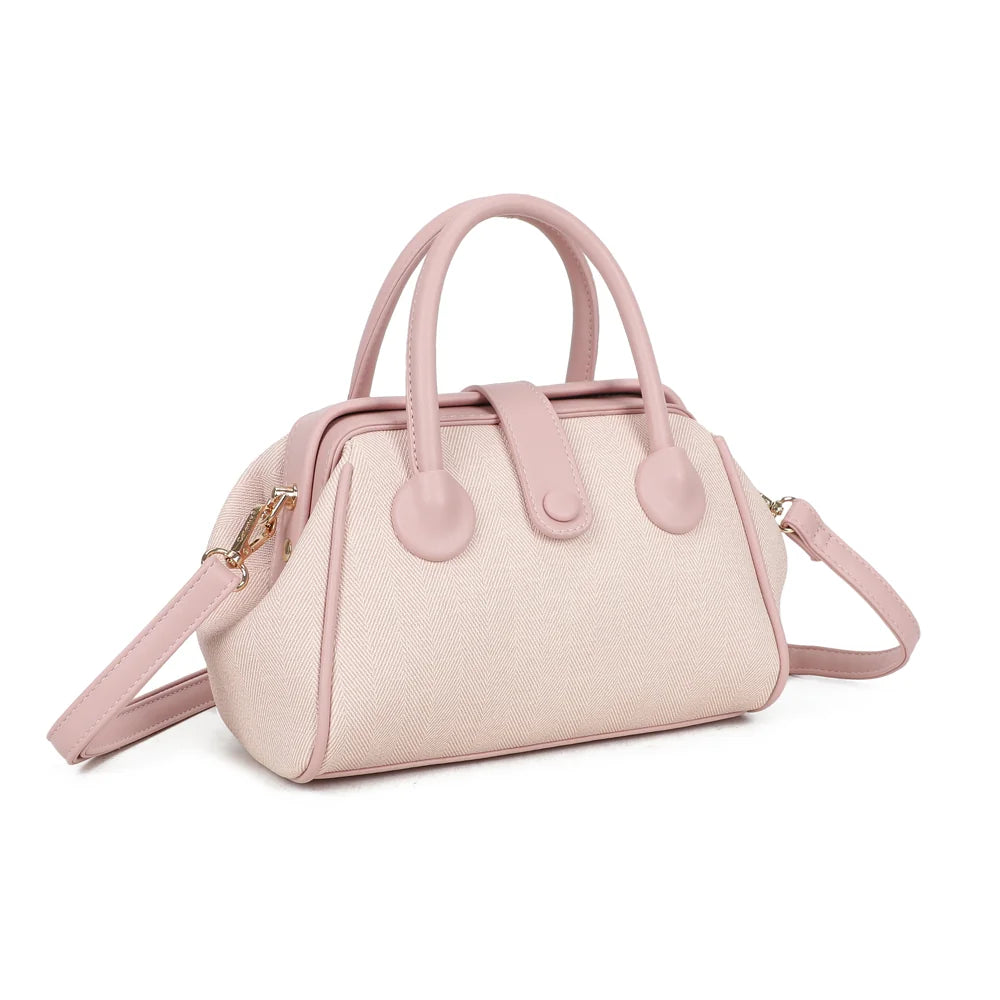Aurore rose de trois quarts : côtés évasés façon sac docteur et patte à bouton-pression – réf. A-9145