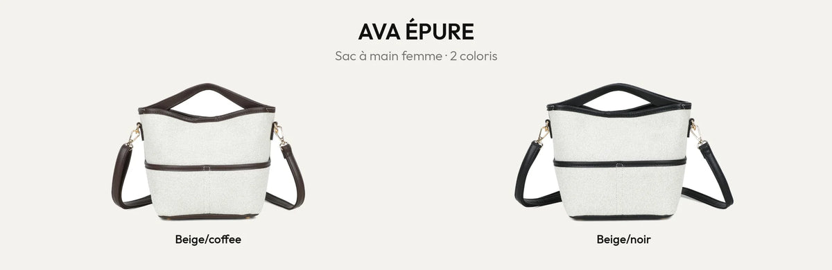 Sac à main Ava Épure en coloris Beige/Coffee et Beige/Noir – Gallantry Paris – réf. R-2026-1