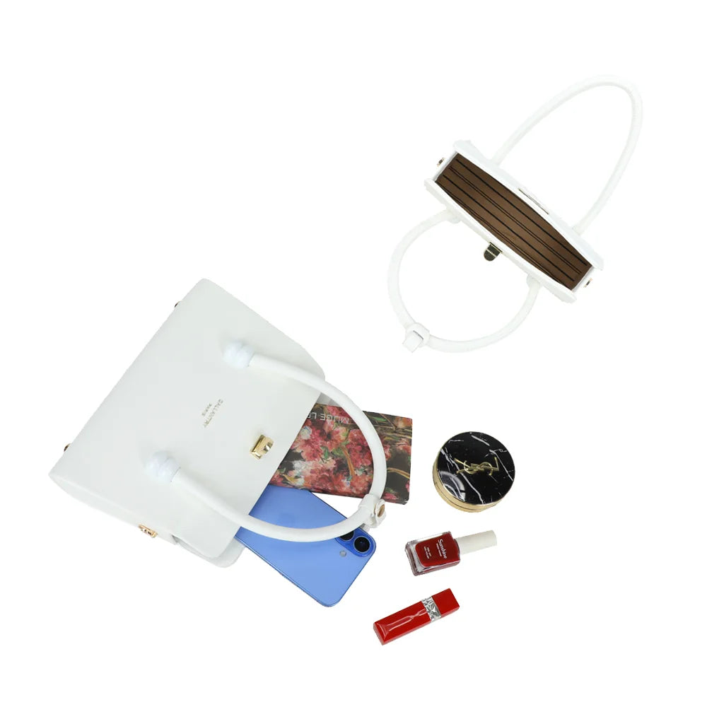 Intérieur du sac Azura blanc : compartiment doublé pour téléphone, maquillage et petits essentiels – réf. YL-26016-1
