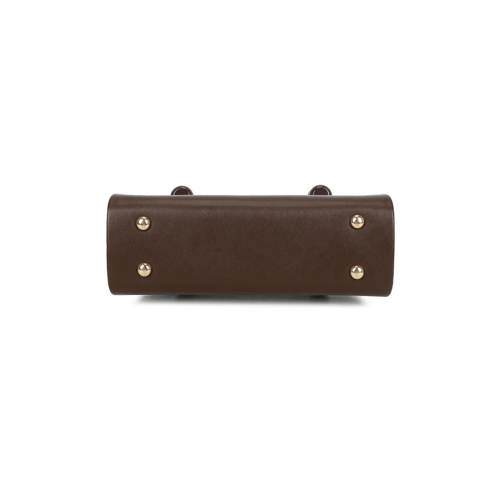 Dessous du sac Azura café, posé sur de petits pieds métalliques dorés – réf. YL-26016-1