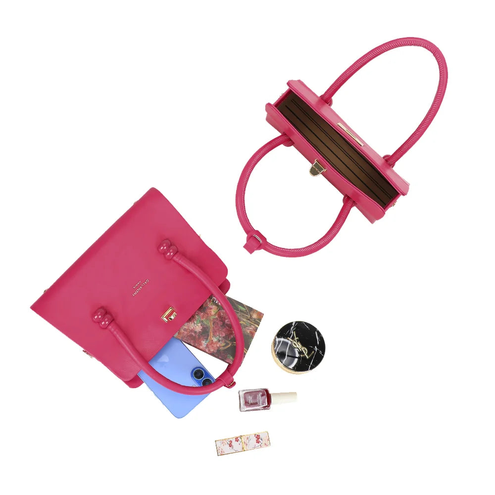 Intérieur du sac Azura fuschia : compartiment doublé pour téléphone, maquillage et petits essentiels – réf. YL-26016-1