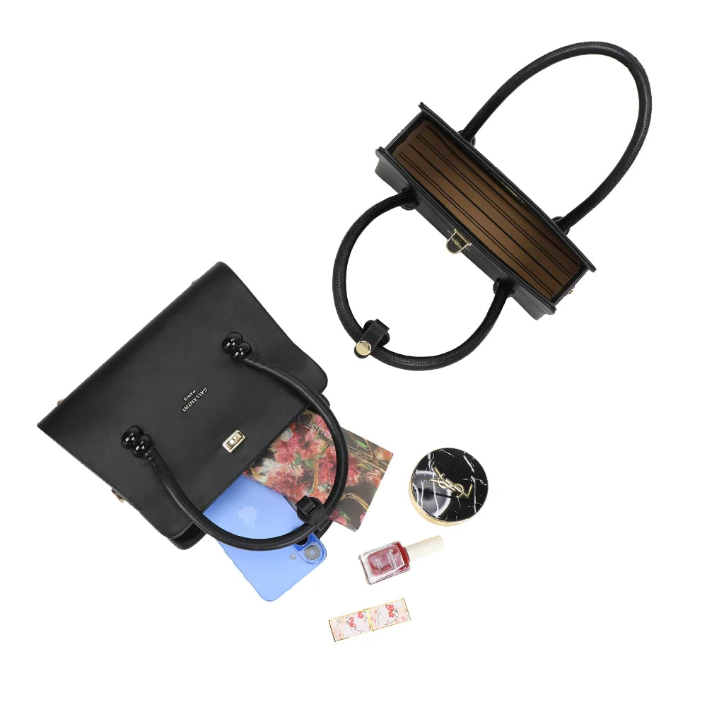 Intérieur du sac Azura noir : compartiment doublé pour téléphone, maquillage et petits essentiels – réf. YL-26016-1