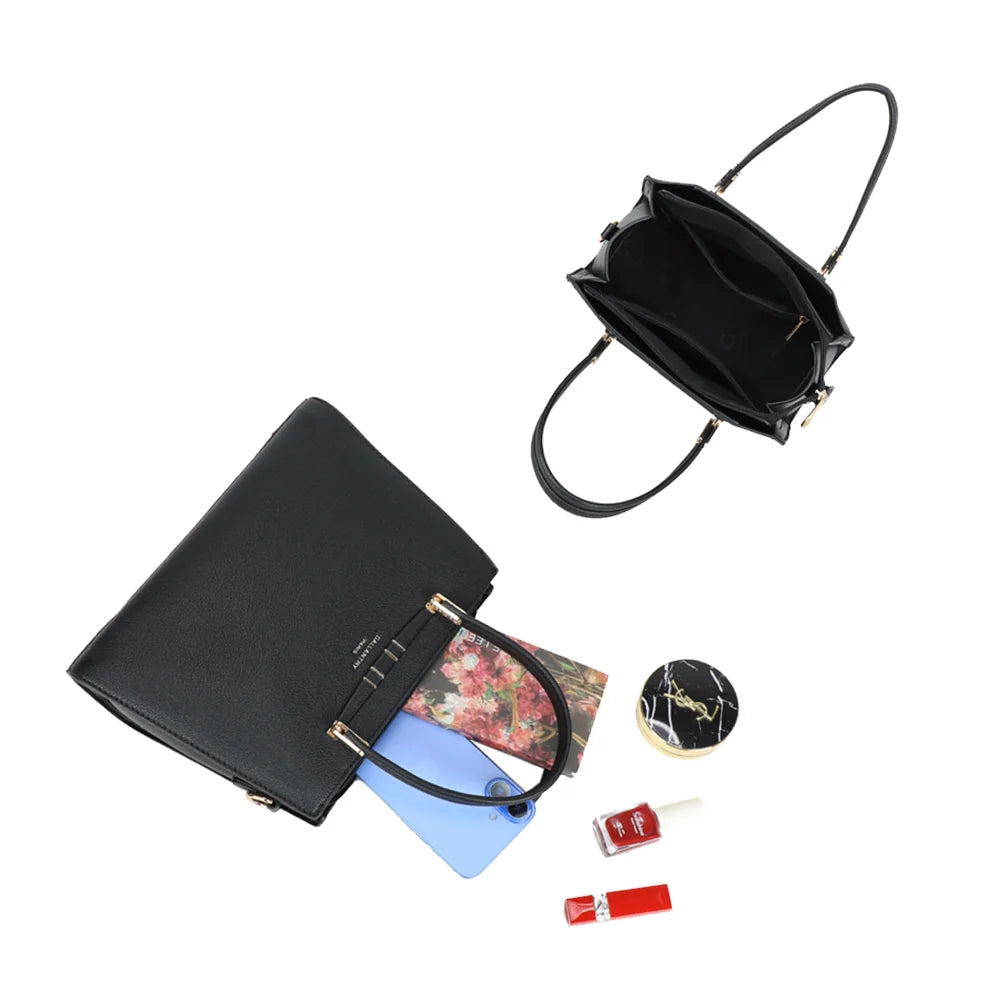 Intérieur du sac Azure noir organisé en compartiments pour téléphone, portefeuille et maquillage – réf. R-1973-S