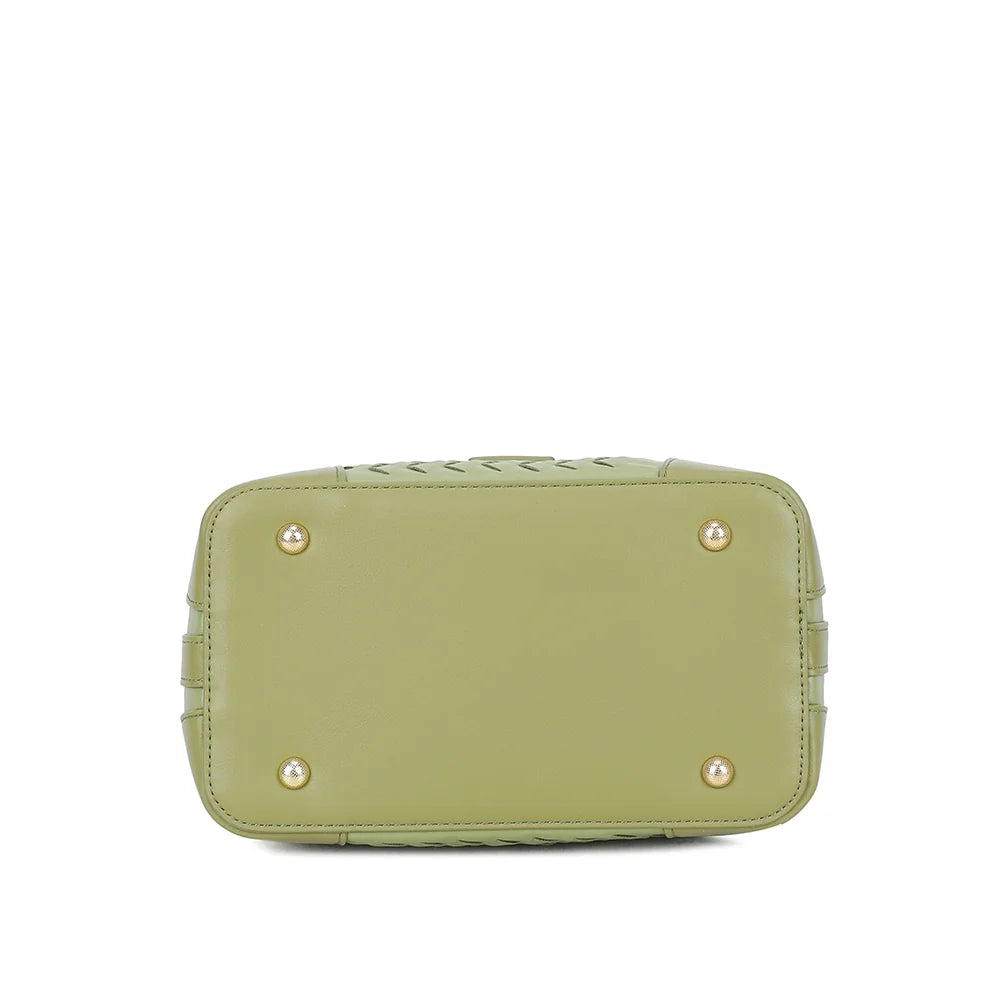 Vue de dessous du Bellevue vert : une base de 23 × 13 cm, format compact et structuré – réf. DG-5807