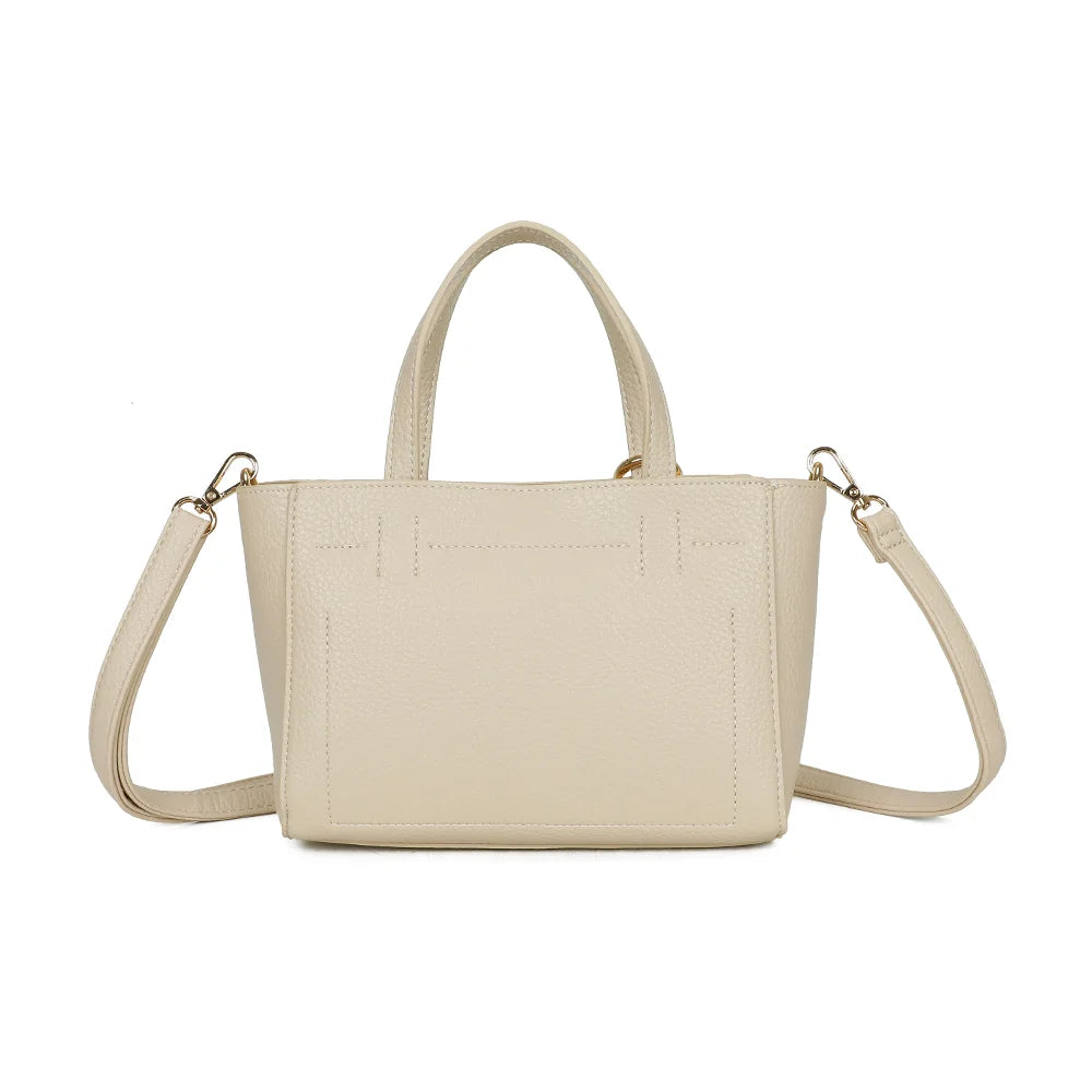 Dos du Belleza beige : simili cuir grainé uni et deux poignées assorties au coloris du sac – réf. Z-83077