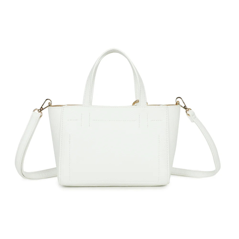 Dos du Belleza blanc : simili cuir grainé uni et deux poignées assorties au coloris du sac – réf. Z-83077