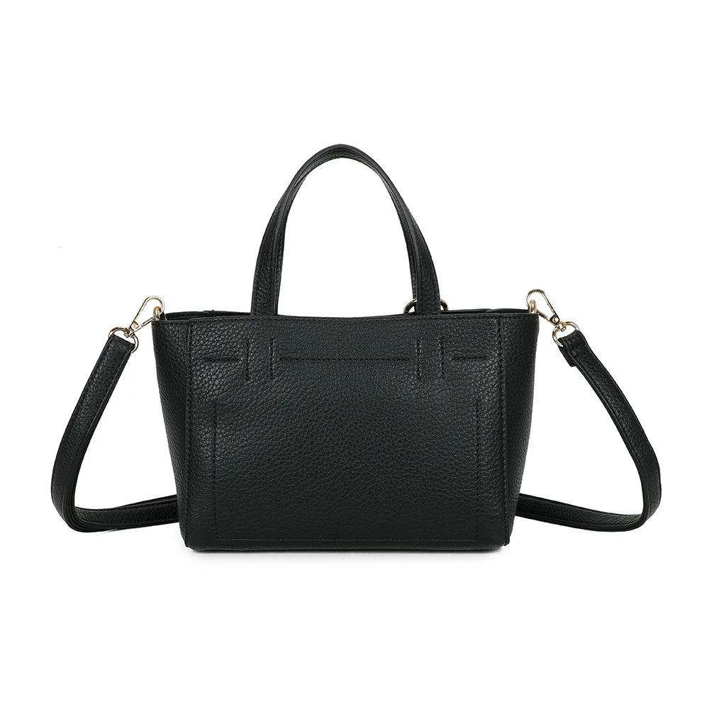 Dos du Belleza noir : simili cuir grainé uni et deux poignées assorties au coloris du sac – réf. Z-83077