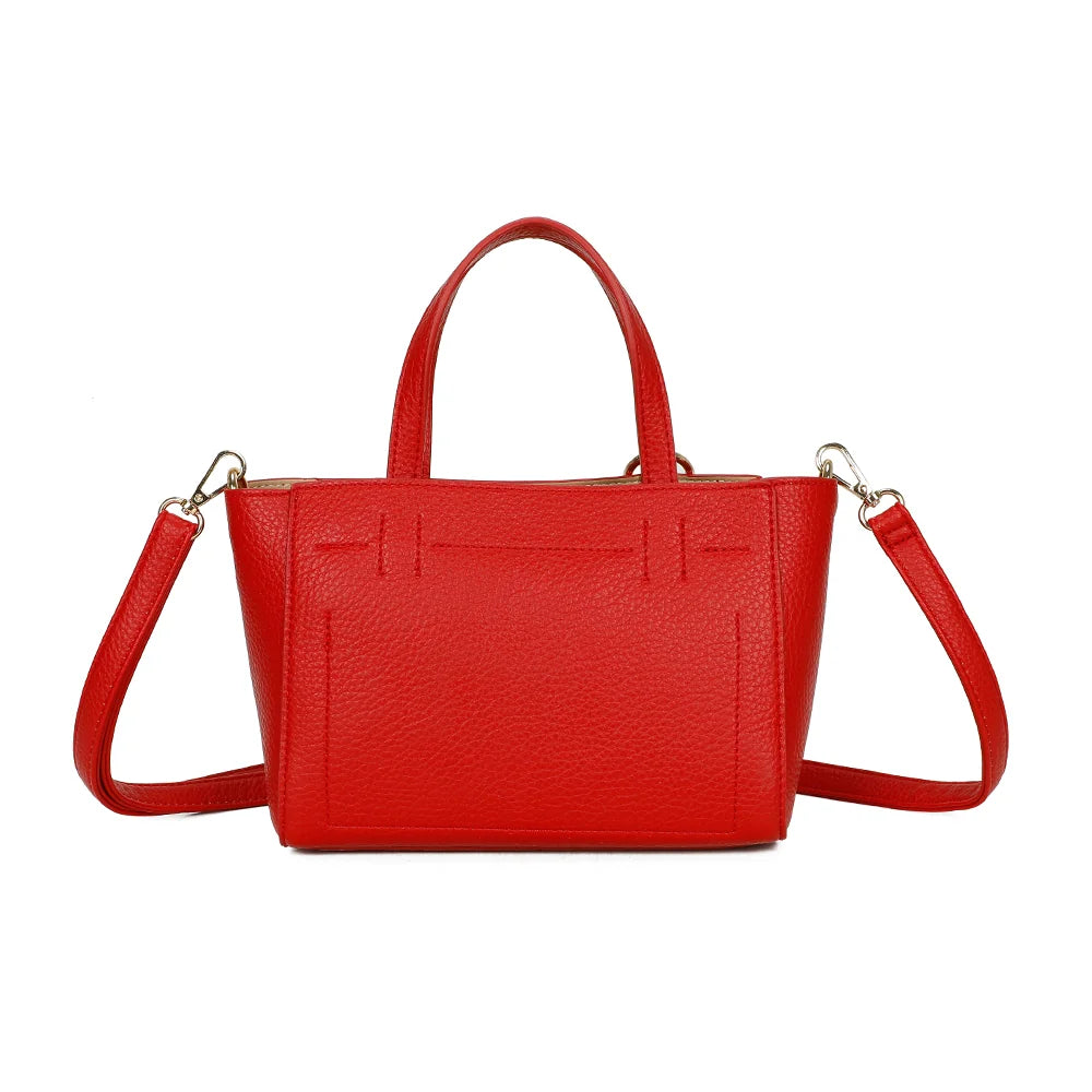 Dos du Belleza rouge : simili cuir grainé uni et deux poignées assorties au coloris du sac – réf. Z-83077