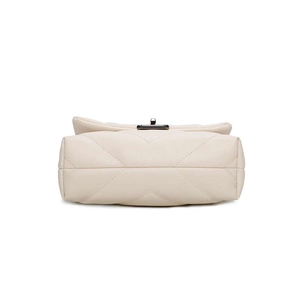 Dessous du Bianca beige, un format compact de 22 × 8 × 16 cm, léger à porter au quotidien – réf. R-1583