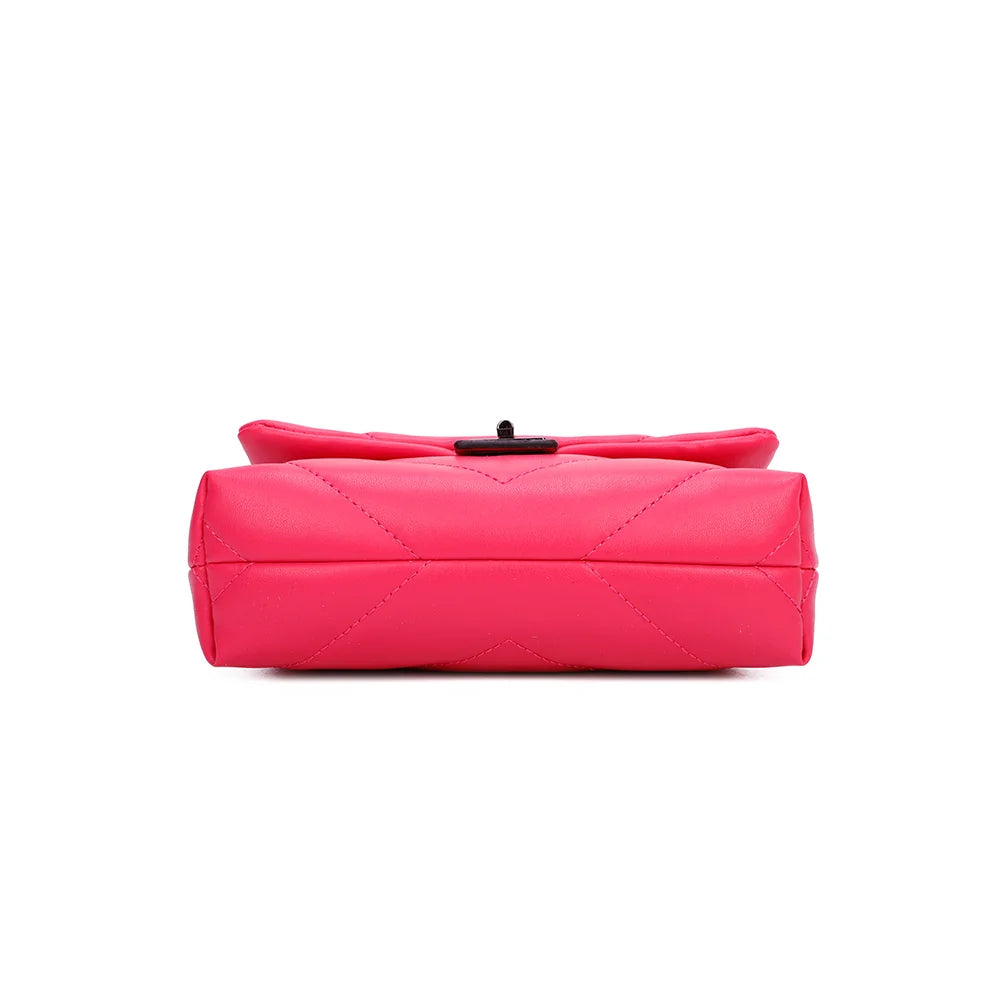 Dessous du Bianca fuschia, un format compact de 22 × 8 × 16 cm, léger à porter au quotidien – réf. R-1583