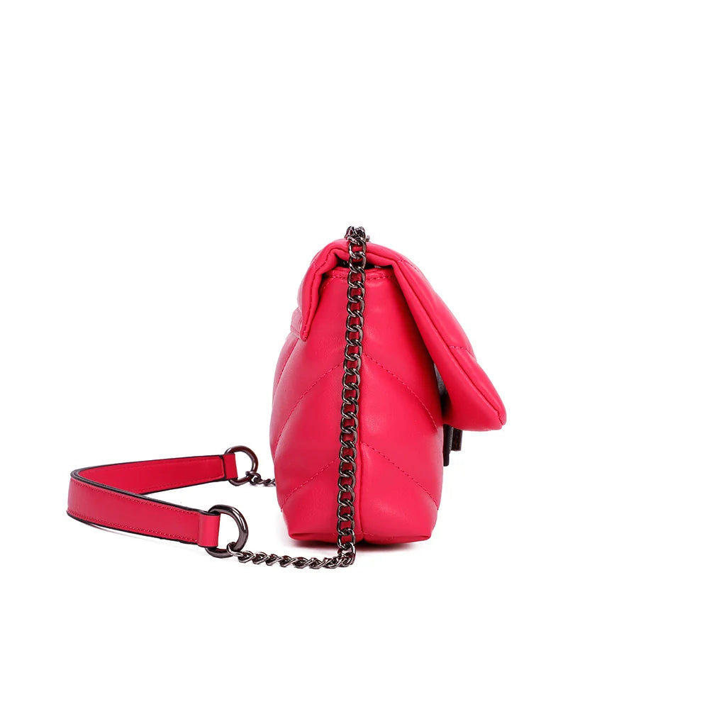 Profil du Bianca fuschia : format compact de 8 cm de profondeur, côtés matelassés – réf. R-1583