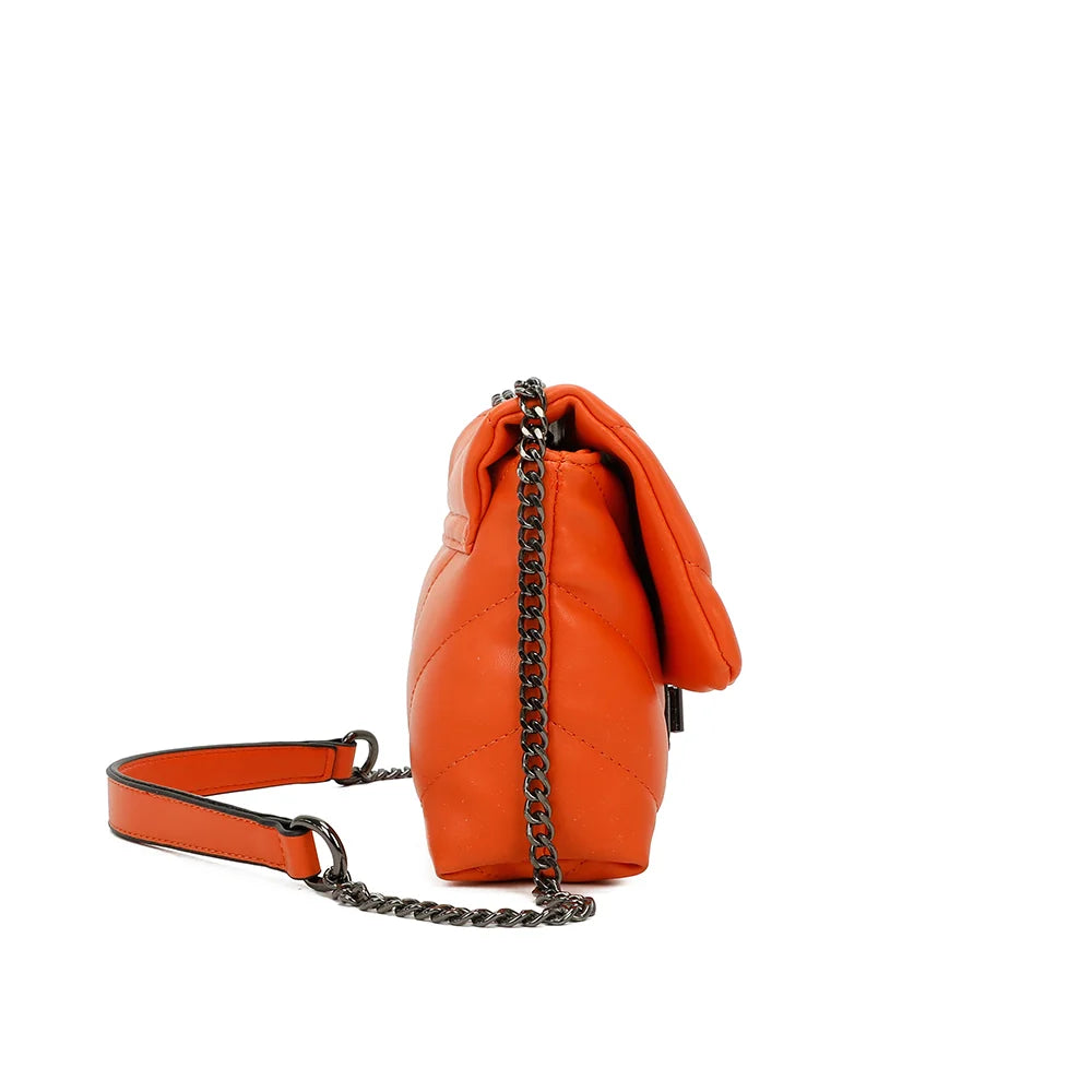 Profil du Bianca orange : format compact de 8 cm de profondeur, côtés matelassés – réf. R-1583