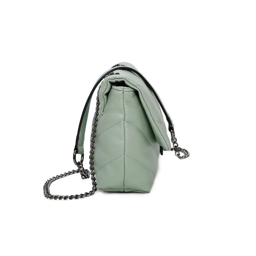 Profil du Bianca vert clair : format compact de 8 cm de profondeur, côtés matelassés – réf. R-1583
