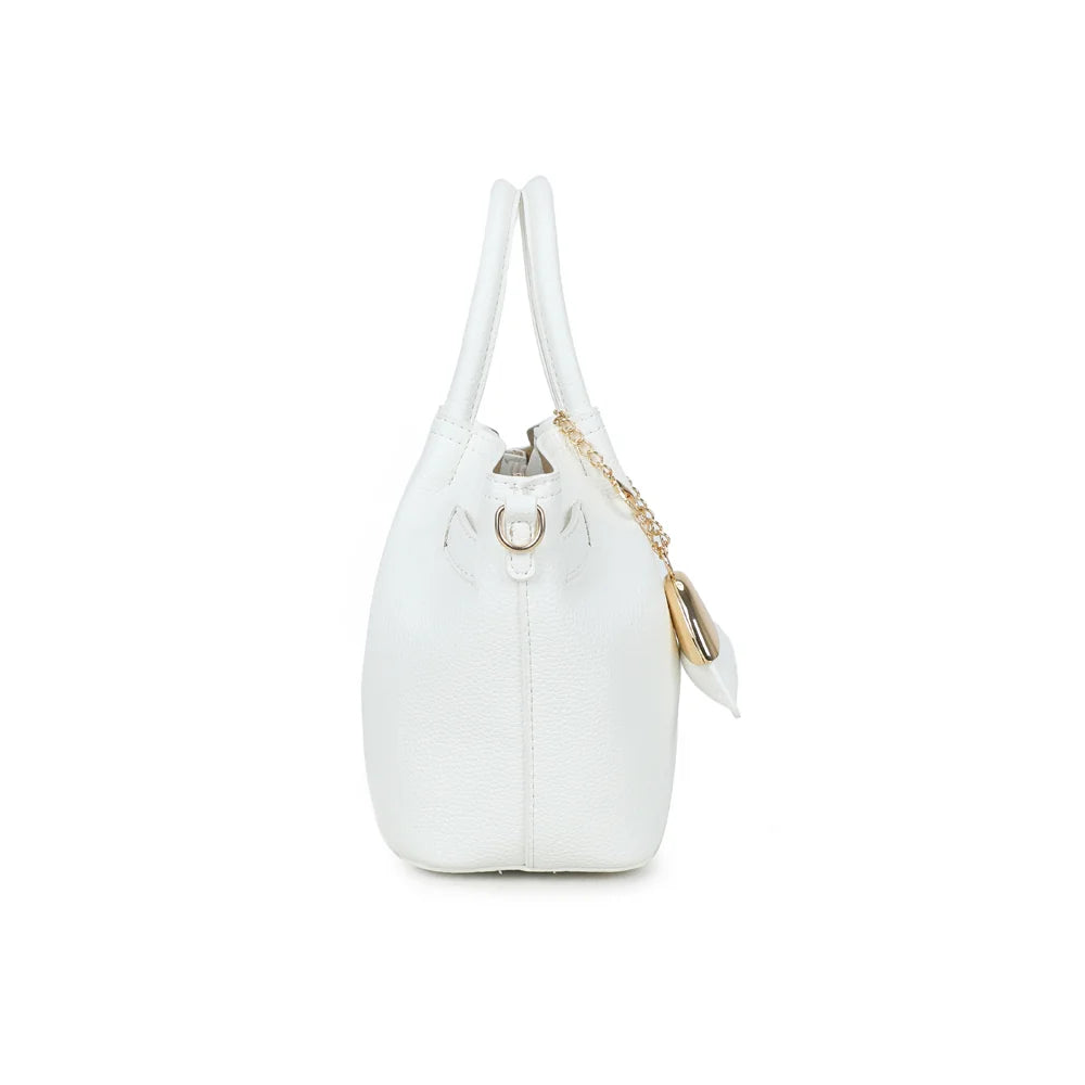 Profil du Blossom blanc : 10 cm de profondeur et anneau doré pour accrocher la bandoulière amovible – réf. A-9149