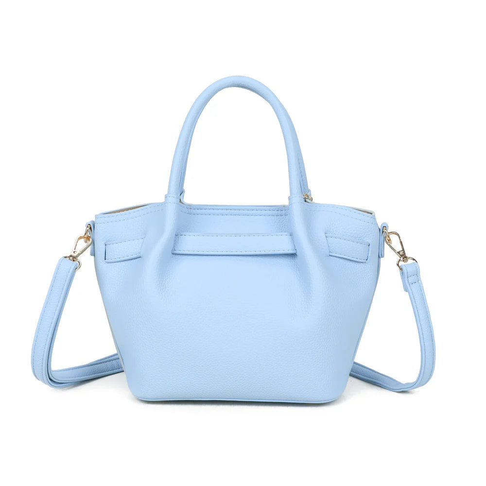 Dos du Blossom bleu clair : simili cuir grainé uni et pattes latérales rappelant la ceinture avant – réf. A-9149
