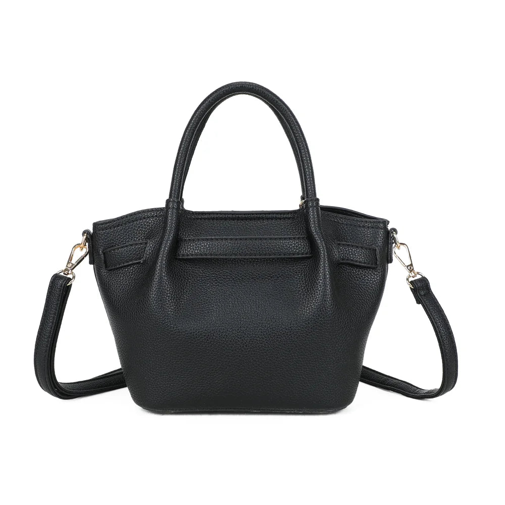 Dos du Blossom noir : simili cuir grainé uni et pattes latérales rappelant la ceinture avant – réf. A-9149