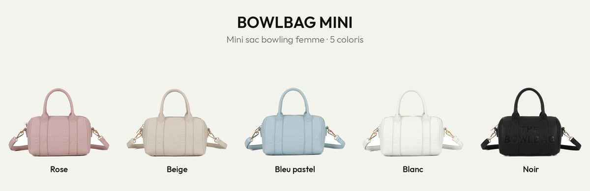 Bowlbag mini, mini sac bowling femme en simili cuir grainé, en 5 coloris – Gallantry Paris – réf. R-1995