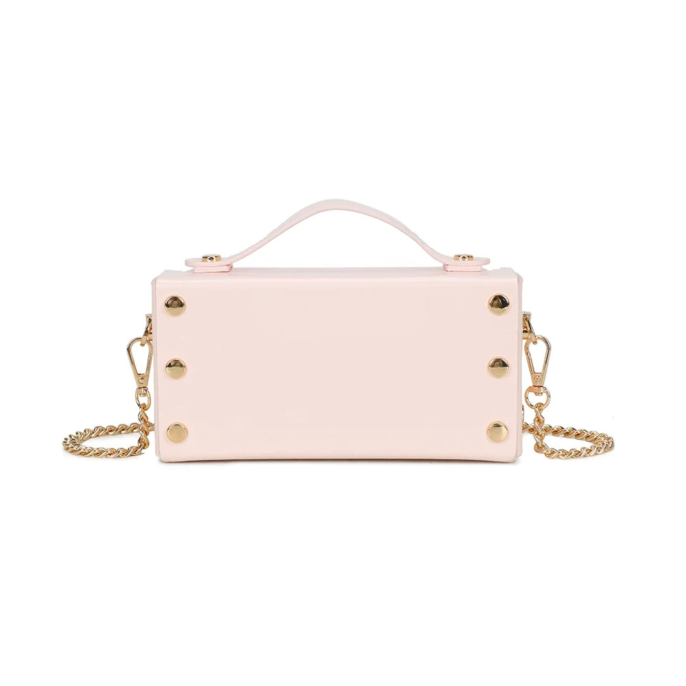 Dos du Boxy rose, lignes nettes et poignée supérieure fixée par rivets dorés – réf. MW-24001