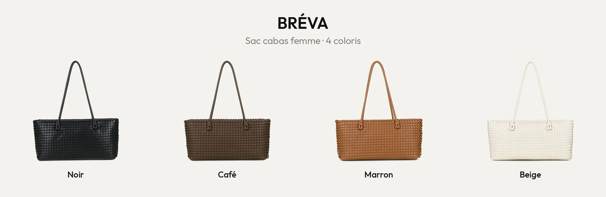 Sac cabas tressé Bréva en noir, coffee, marron et beige – Gallantry Paris – réf. DG-5822