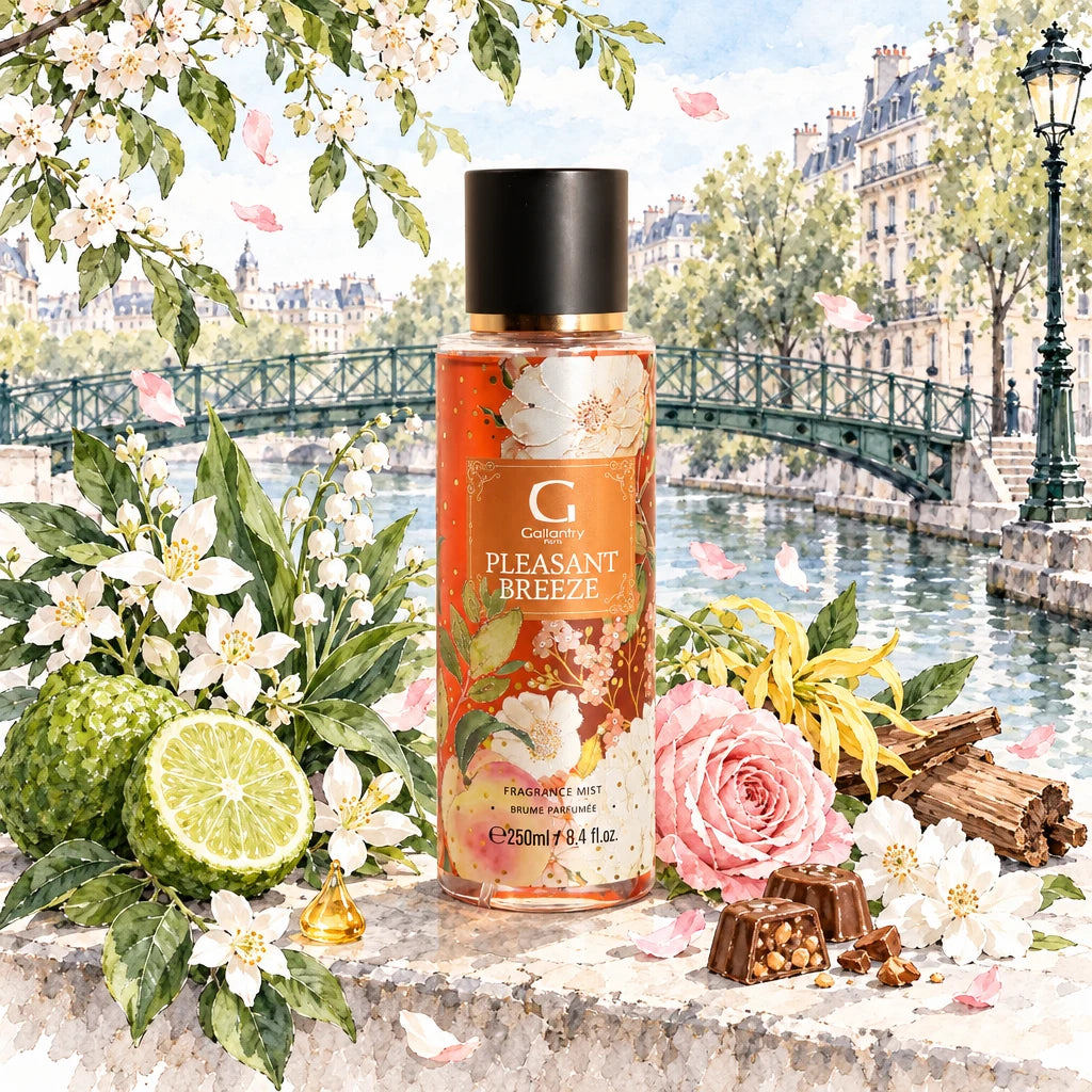Brume parfumée Pleasant Breeze sur une passerelle du canal Saint-Martin, illustration créée avec l'IA