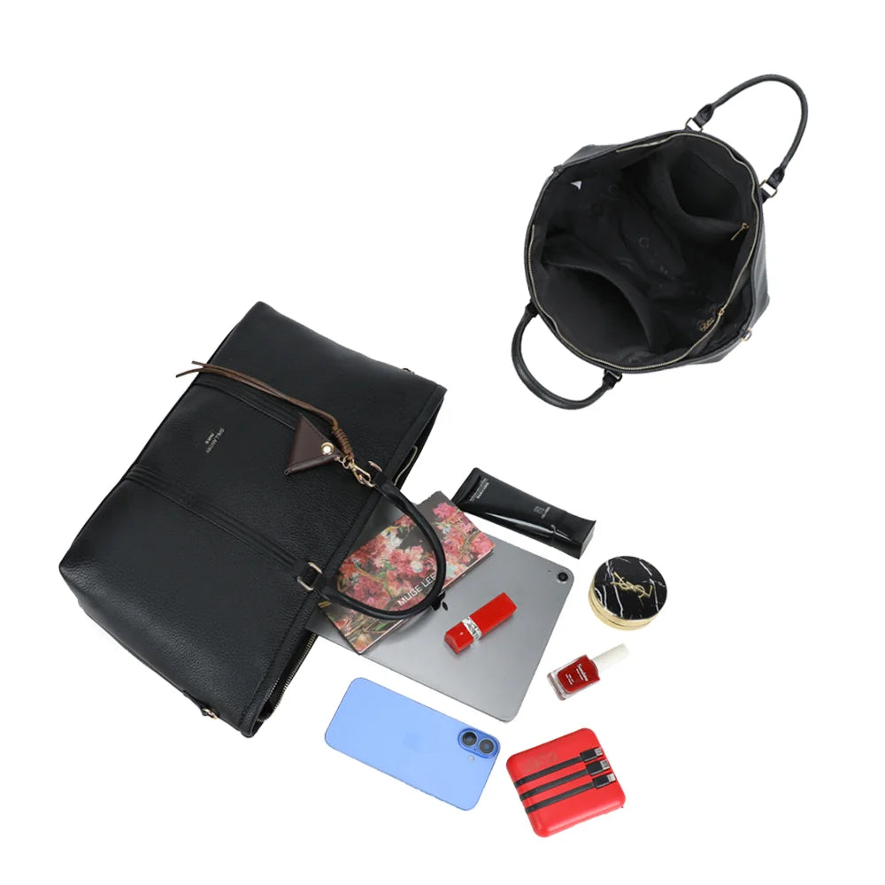 Intérieur du Business Line noir : ouverture zippée, compartiments et doublure synthétique – réf. OS-51001