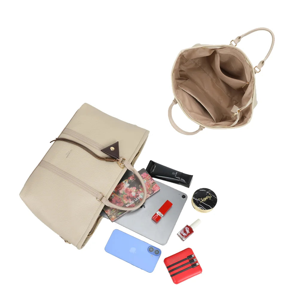 Intérieur du Business Line taupe : ouverture zippée, compartiments et doublure synthétique – réf. OS-51001
