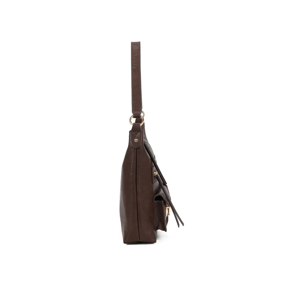 Profil du Calista café : 8 cm de profondeur et tirette de zip en languette ton sur ton – réf. A-9131