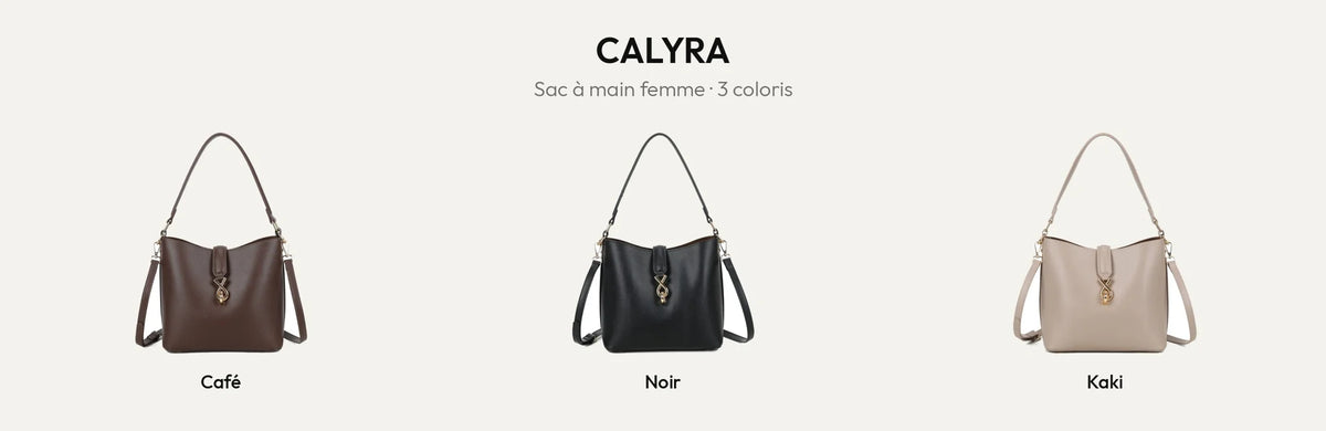 Sac à main femme Calyra en coloris Coffee, Noir et Khaki – Gallantry Paris – réf. KC-23005