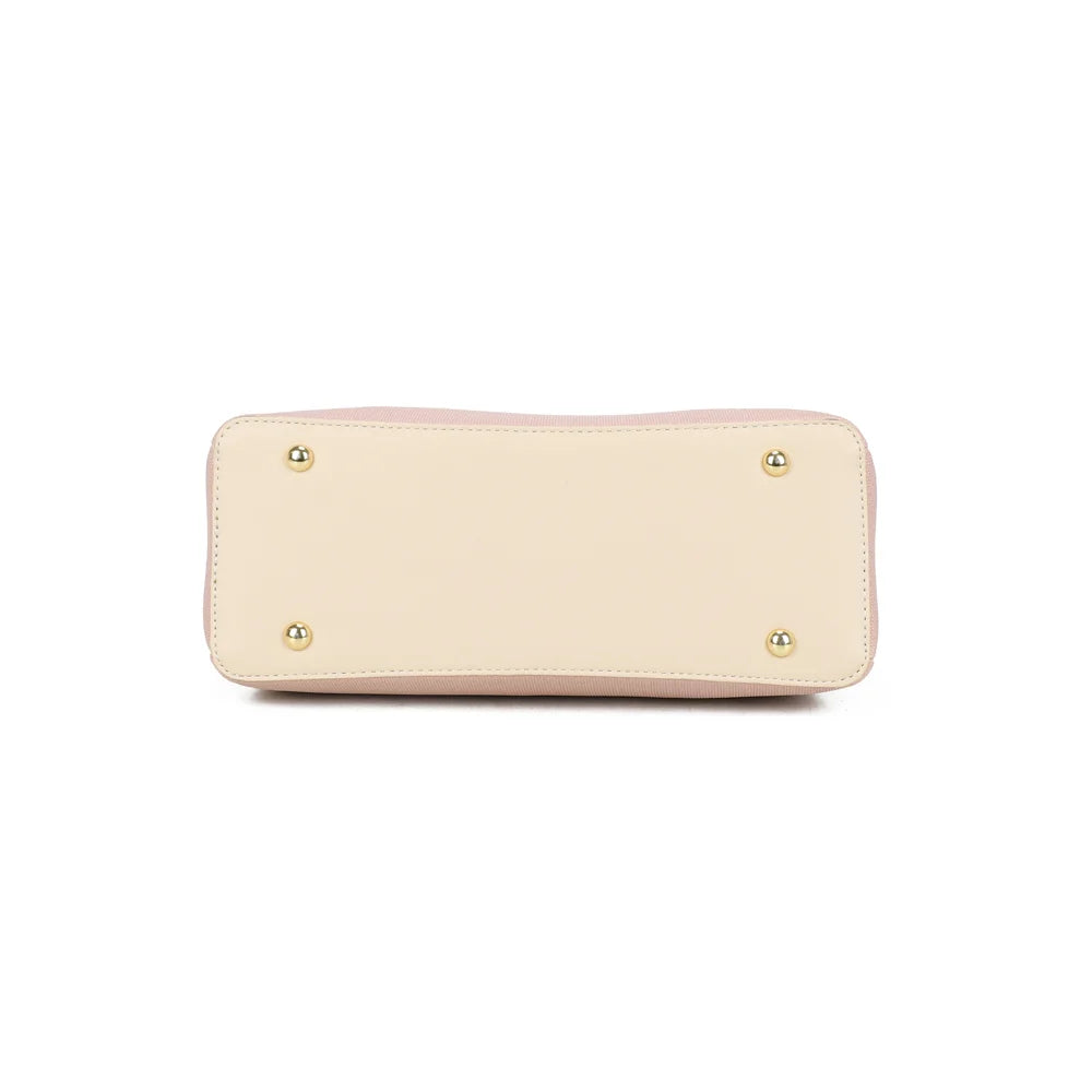 Dessous du Cambridge rose/beige : base plate posée sur de petits pieds métalliques dorés – réf. DQ-8728
