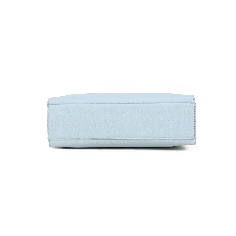 Dessous du Camélia bleu clair en simili cuir grainé, pour une structure semi-rigide qui garde sa tenue – réf. MW-24002