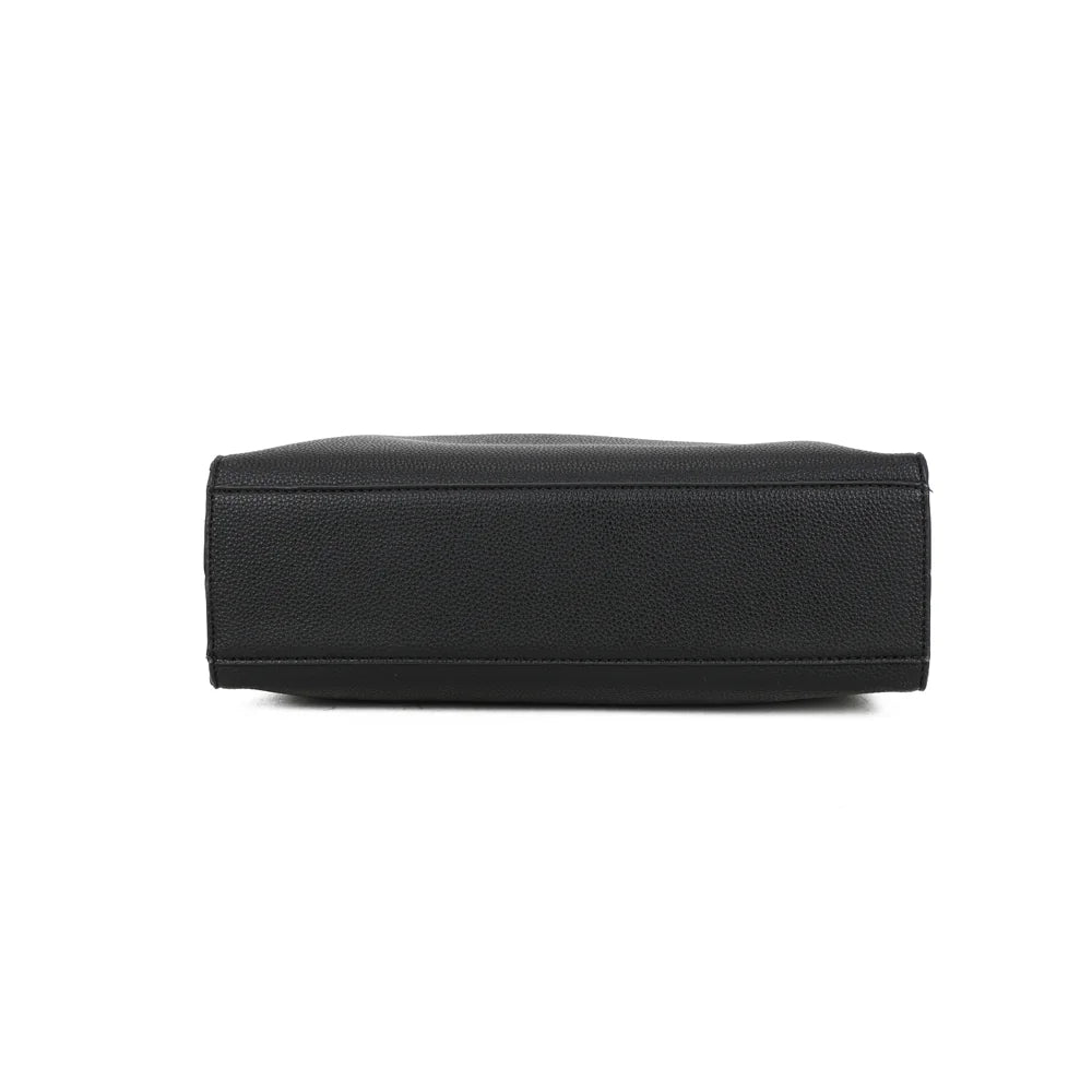 Dessous du Camélia noir en simili cuir grainé, pour une structure semi-rigide qui garde sa tenue – réf. MW-24002