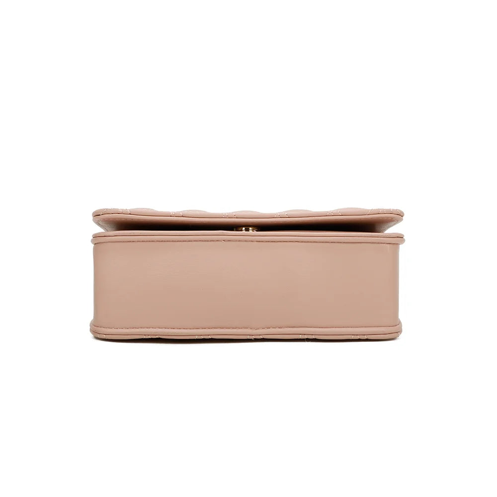 Dessous du Camille rose, en synthétique lisse aux surpiqûres apparentes, format 22 × 8 × 14 cm – réf. C-0154